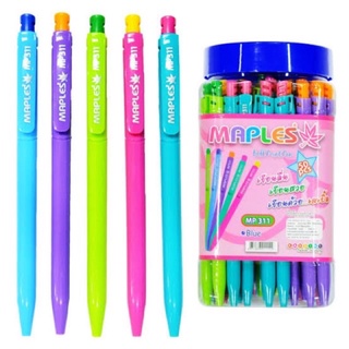 Maples Pen รุ่น MP 334-10 ปากกาลูกลื่นแบบกด ขนาดเส้น 0.5 MM (12ด้าม)คละสี