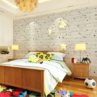 🌟DIY🌟 77 X 70CM วอลเปเปอร์ติดผนัง มีกาวในตัวติดผนัง 3D wallpaper ลายดาว ลายการ์ตูน wallpaper