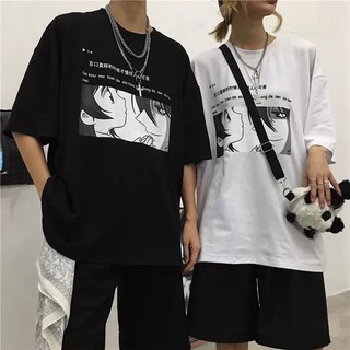 เดรสคอกลมแขนสั้นพิมพ์ลายเสื้อยืด Oversize ผ้าCotton 100% แฟชั่นสไตล์เกาหลี T-Shirt โอเวอร์ไซส์ สกรีนลายสวยงาม พร้อมส่ง