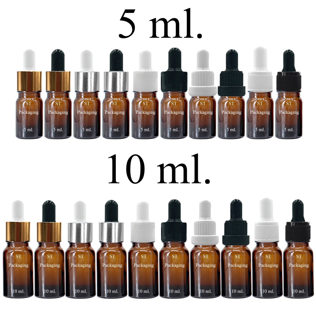 (แพ็ค100ขวด) ขวดแก้วดร็อปเปอร์ สีชา ขนาด 5ml 10ml 15ml 20ml 30ml 50ml 100ml หัวบีบหยด ใส่เซรั่ม ขวดแ