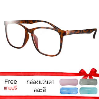 Poca Glasses Squar Eye กรอบแว่น สายตา เลนส์ใส แฟชั่น ราคาถูก กรองแสง UV รุ่น SQ-LeopardBrown