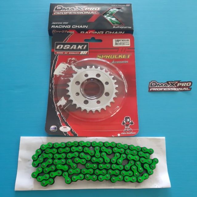 โซ่สเตอร์ wave100 14-27-120L, 14-28-120L, 14-30-120L, 14-32-120L, 14-34-120Losakiเลสโซ่สีเขียว