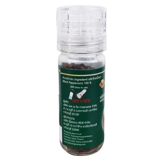 พริกไทยเม็ดดำ (ขวดฝาบด) 50 กรัม ตรา ผึ้งหลวง - Black pepper corn with grinder cap 50 g.