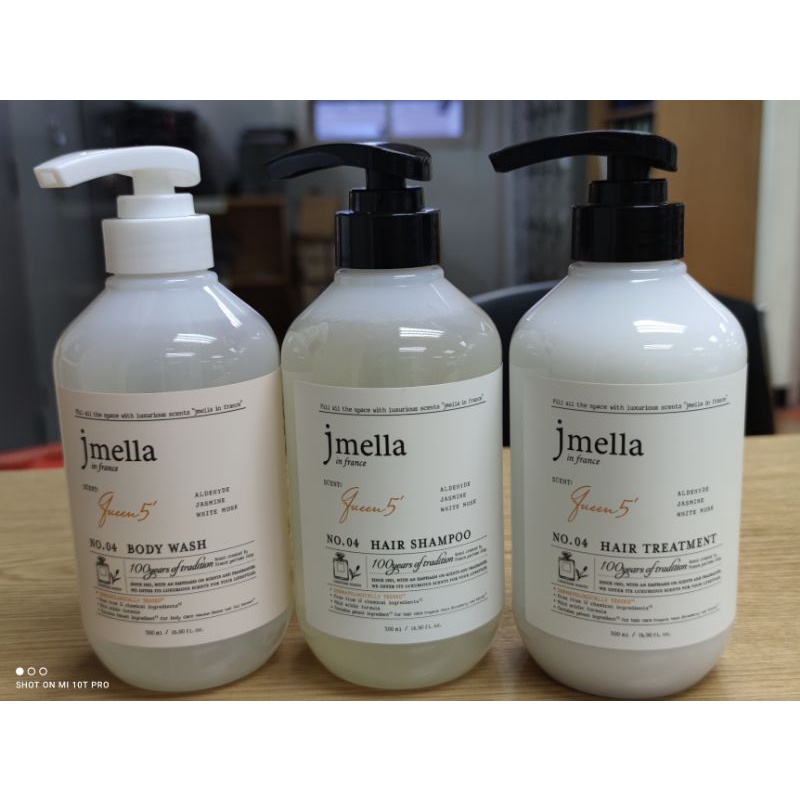 🔥พร้อมส่งยกเซต🔥 JMELLA In France No.4 (น้ำหอม Chanel No.5) แชมพู ทรีทเม้น ครีมอาบน้ำ 500 ML