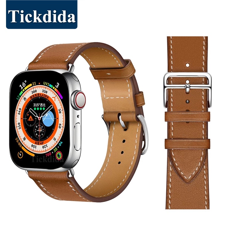 สายนาฬิกาข้อมือหนังแท้ สําหรับ Apple Watch Ultra Band 49 มม. 45 มม. 44 มม. IWatch Series 8 7 Se