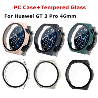 เคส PC แบบแข็ง พร้อมกระจกนิรภัย กันกระแทก สําหรับ Huawei Watch 3 Pro GT3 Pro 42 มม. 46 มม. 48 มม. Huawei GT2E GT3Pro