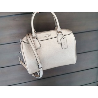 Mini Bennett Satchel Metallic crossgrain leather Coach F39706 ราคาดีมี1