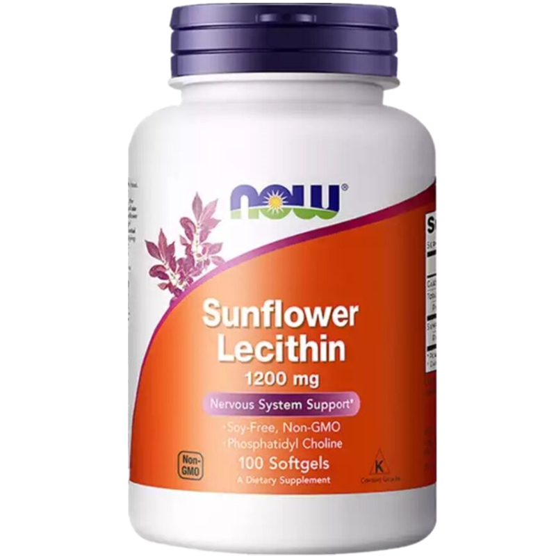 USA NOW Sunflower Lecithin 100 Softgels 1200 mg Phosphatidyl Choline เล