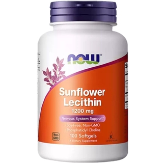 USA NOW Sunflower Lecithin 100 Softgels 1200 mg Phosphatidyl Choline เลซิตินทานตะวัน เลซิติน ทำความสะอาดหลอดเลือด