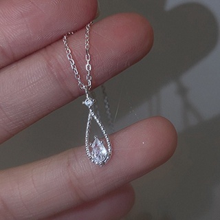 MeeningBrand❀สร้อยคอเงิน DIAMOND WATERDROP [02-0063]