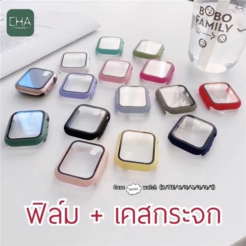 เคสพร้อมกระจกกันรอยคลุมรอบหน้าจอ เคส i watch  สําหรับ Watch 11/10/9/8 se 6/5/SE/4/3/2/1 38/40mm 42/44/46mm case watch