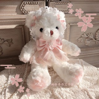 ตุ๊กตาหมี Lolita bear หมีน้อยใส่โบว์และที่คาดผมสีชมพู ของขวัญสุดพิเศษ (Pre-order)​