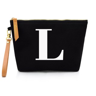 กระเป๋าผ้าลายอักษร ALPHABET CLUTCHES POUCH BLACK “L”