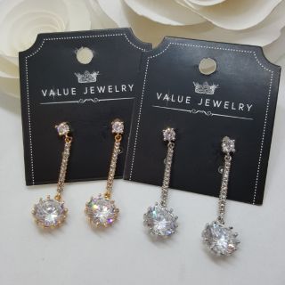 ER6042 Value Jewelry ต่างหูแฟชั่นประดับเพชร CZ