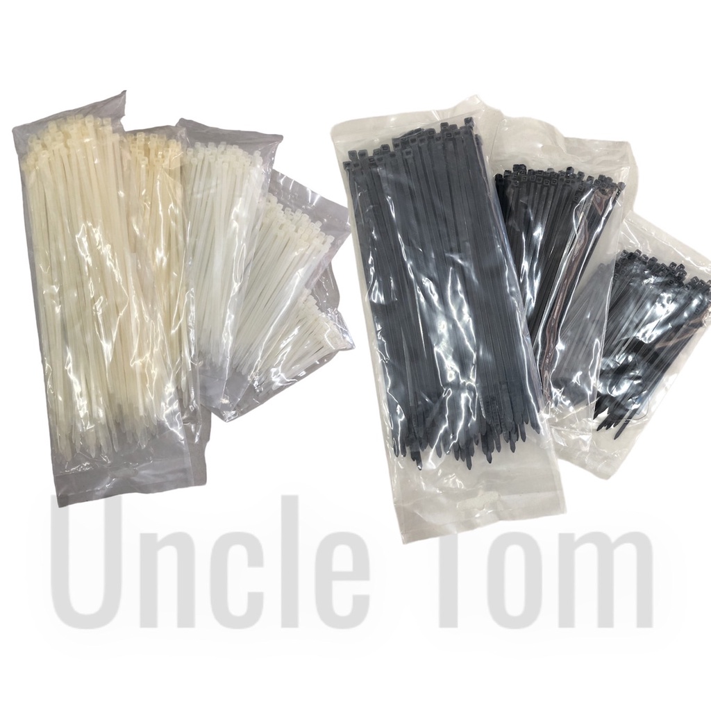 cabile tie (เคเบิ้ลไทร์) สายรัด หนวดกุ้ง 3" 4" 6" 8" 10" 12" นิ้ว พลาสติก เเพ็คละ100 เส้น อังเคิ้ลทอม