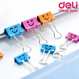 Deli คลิบหนีบกระดาษ หน้ายิ้ม แฟนซี คลิปสีหนีบกระดาษ คลิปหนีบกระดาษ การ์ตูน Deli Clip คลิบหนีบ (1กระปุก)