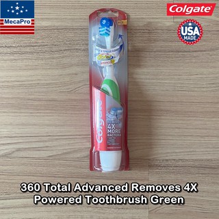 Colgate® 360 Total Advanced Removes 4X Powered Toothbrush Green แปรงสีฟันแบตเตอรี่ คอลเกต