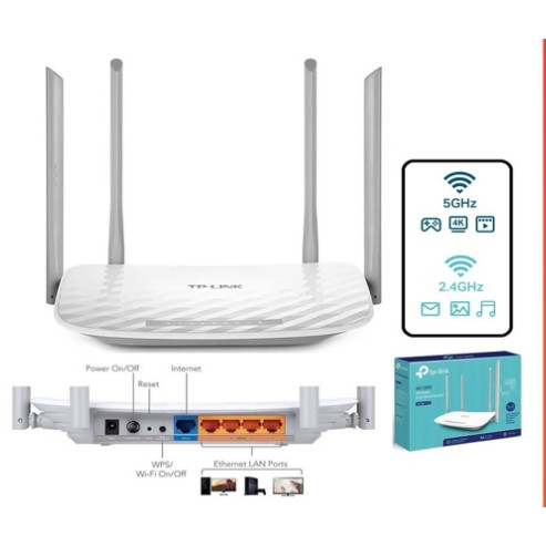 Router TP-LINK (Archer C50) Wireless AC1200 Dual Band เสาอากาศภายนอก 4 เสา
