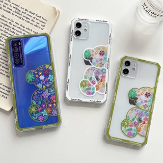 เคสโทรศัพท์มือถือแบบนิ่ม ใส ลายดอกไม้ หมี สําหรับ Samsung Galaxy S22 S21 S20 FE S10 Plus Note 20 Ultra 10 Plus Note 10 S10 Lite A20 A30 M10S A11 M11