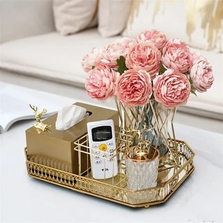 🌼ตกแต่งห้อง🌼ของตกแต่งบ้าน โกลเด้นกล่องทิชชู่ แจกัน ถาด ถ้วยคริสตัล ชุดสูทของตกแต่ง ของตกแต่งทำจากวัสดุโลหะ สวยหรูมาก