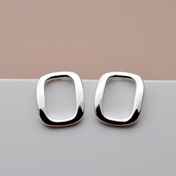 earika.earrings - silver rectangle ต่างหูเงินทรงสี่เหลี่ยม ผิวแพ้ง่ายใส่ได้