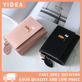 YIDEAกระเป๋าสตางค์เด็กผู้หญิงสัตว์เล็กน่ารักขนาดเล็กสดสามพับกระเป๋าสตางค์สั้นกระเป๋าสตางค์นักเรียนที่เรียบง่าย