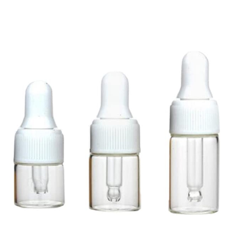 1pcs 1ml 2ml 3ml 5ml ขนาดเล็ก Amber ขวดน้ําหอมสําหรับน้ํามันหอมระเหยแก้วใส Dropper Vial