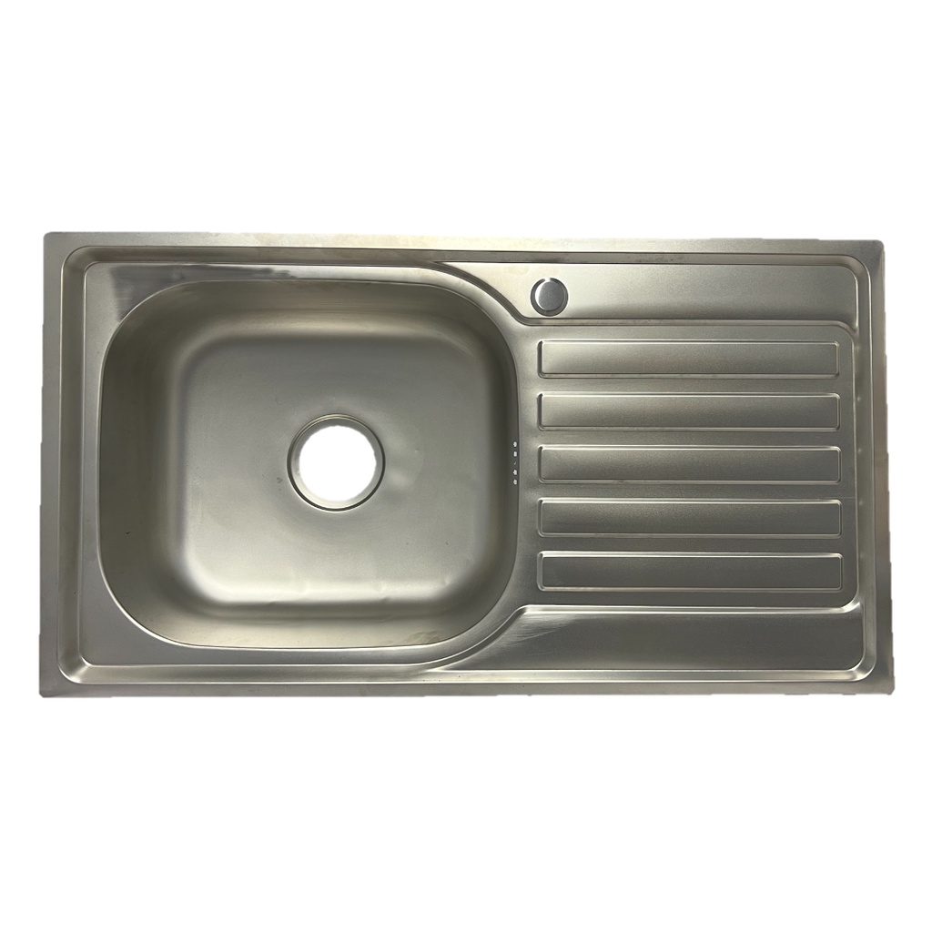 อ่างซิงค์ล้างจานแบบฝัง รุ่น KS105 (8 ชิ้น/กล่อง) สแตนเลส 1 หลุม มีที่พักจาน อ่างล้างจาน (8 ชิ้น/กล่อง) ขายยกกล่อง