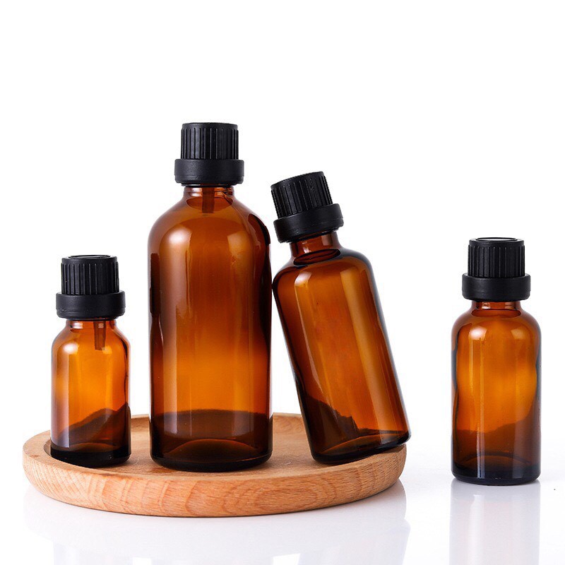 [แพ็ก20ขวด]รหัสYB18-T*30ml แพ็กเกจขวดแก้วสีชาพร้อมฝาอโรมาแบบหยด มีจุกแบบรูหยดสำหรับใส่น้ำมันหอมระเหย