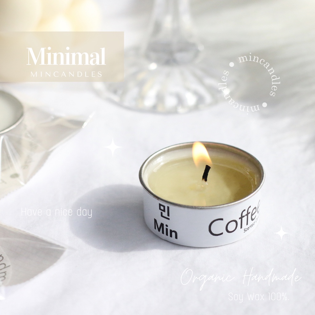 เทียนทีไลท์ ไขถั่วเหลือง Soy Wax Candle 100% Minimal สไตล์เกาหลี ออร์แกนิค ธรรมชาติ