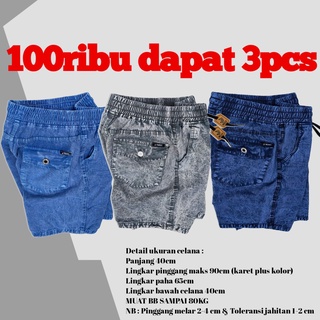 100 RIBU DAPAT 3 CELANA PENDEK SOBEK PRIA WISKER JEANS PENDEK ROBEK