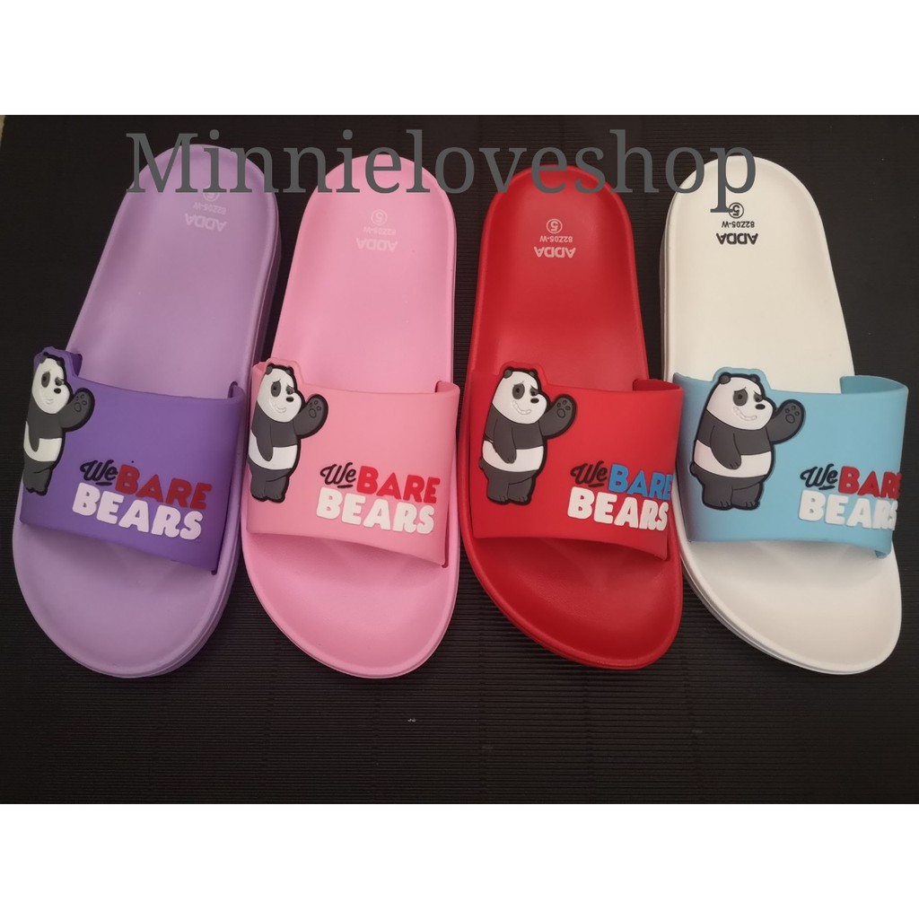 ADDAแท้รองเท้าแตะผู้หญิง ลำลองคาดหน้า เดินเบาคุ้มราคางานสวยใส่สบาย ราคาถูก ลายการ์ตูนBare Bears 82Z05
