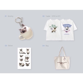 Brownsugar ddang x Lamode : SET4ชิ้น T-shirt Bag Keyring sticker เสื้อยืด กระเป๋า พวงกุญแจ ลายแมว ของแท้