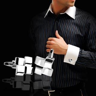 [FENTEER1] MENS SILVER GEOMETRIC FORMAL SHIRTCASE CUFFLINKS CUFF LINKS WEDDING JEWELRY