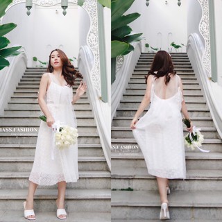 MASS Fashion : ชุดเดรสออกงาน สีขาว Dress - Butterfly Wings