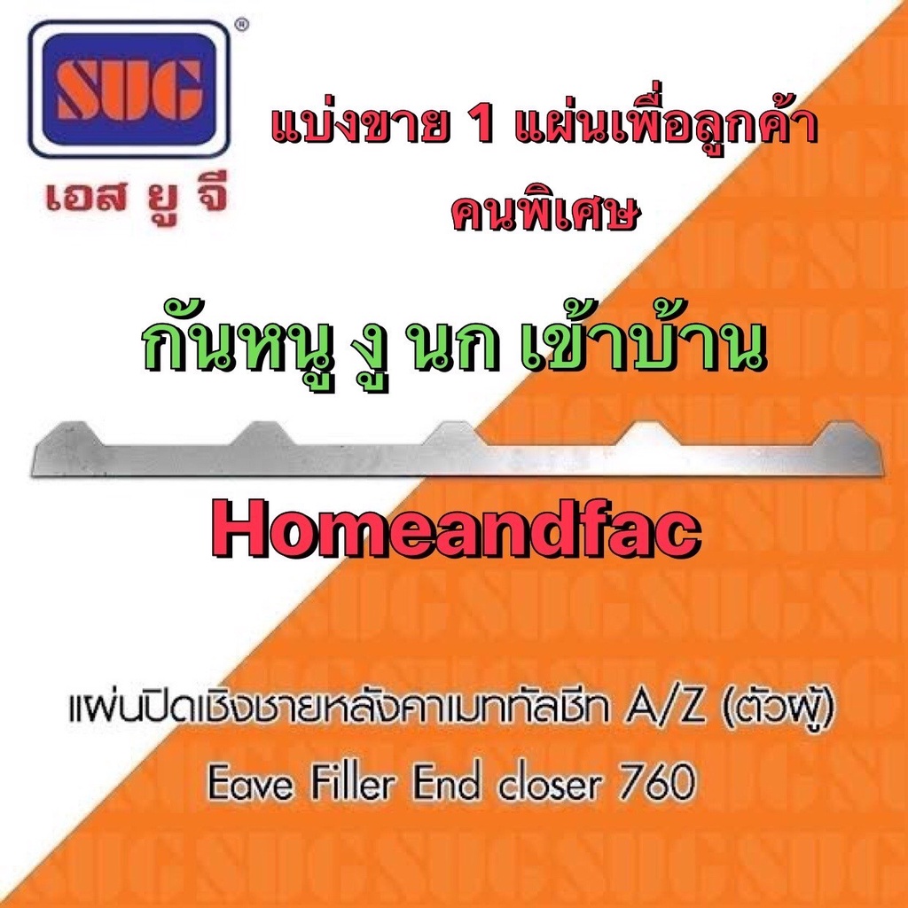 แผ่นปิดเชิงชาย เชิงชาย เมทัลชีท แผ่นปิดเชิงชายหลังคา เมททัลชีท ตัวผู้ ราคาต่อ 1 แผ่น แผ่นปิดกันนก ลอน #760 METALSHEET