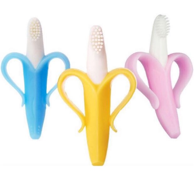 พร้อมส่ง! แปรงกล้วย ยางกัด แปลงซิลิโคน 3สี (ชมพู/ฟ้า/เหลือง) - รูปที่ 2