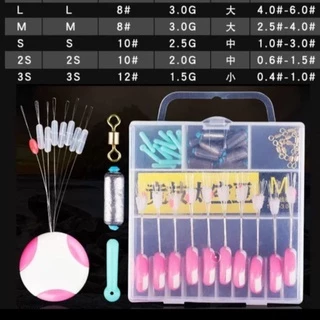 ชุดไลน์สต็อปเปอร์ซิลิโคน 40 ชิ้น ตกปลา ตกกุ้ง 7+1 4S ,3S , 2S , S , M , L