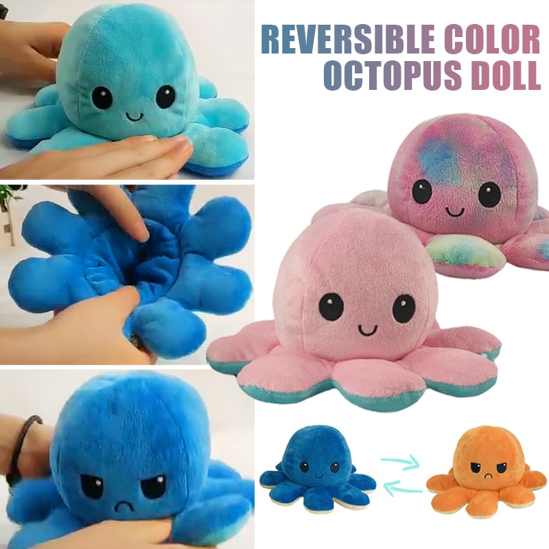Octopus Doll Doppelseitiger Flip Octopus Plüschtier Puppenpuppe Marine Life GE