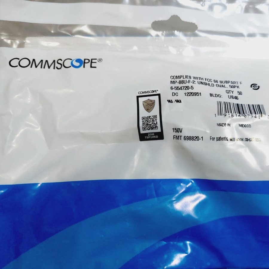 Amp Commscope Connector RJ45 Cat5 RJ-45 Cat 5e Original PN:6-554720-5