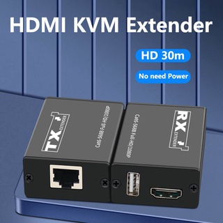 สายเคเบิลเครือข่าย USB KVM HDMI Extender Over Cat6 HDMI To Rj45 แปลงอีเธอร์เน็ต สําหรับกล้อง NVR DVR เป็นทีวี มอนิเตอร์ สําหรับ PC เมาส์ 30 เมตร