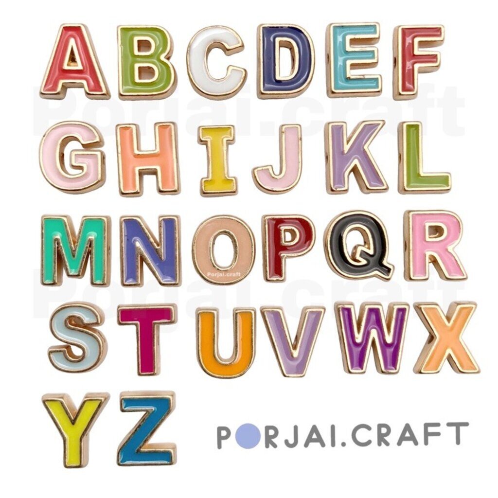 ลูกปัดตัวอักษรหลากสี Alphabet Beads 10mm