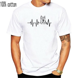 เสื้อยืดแขนสั้น ผ้าฝ้าย พิมพ์ลาย German Shepherd Heartbeat สไตล์ฮิปสเตอร์ สําหรับผู้ชายS-5XL