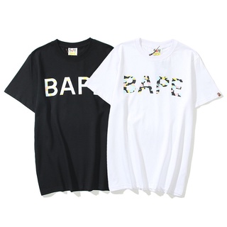 Bape เสื้อยืดลําลอง ผ้าฝ้าย แขนสั้น คอกลม พิมพ์ลายตัวอักษร ทรงหลวม