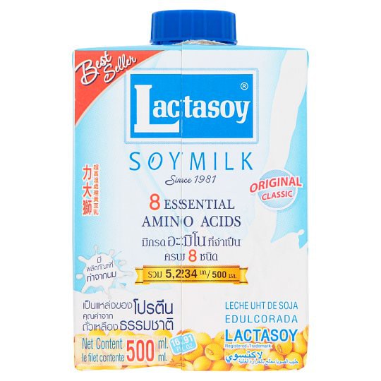🔥HOT🔥 แลคตาซอย น้ำนมถั่วเหลือง ยูเอชที รสหวาน 500มล. Lactasoy UHT Soy Milk Sweet Flavor 500 ml.