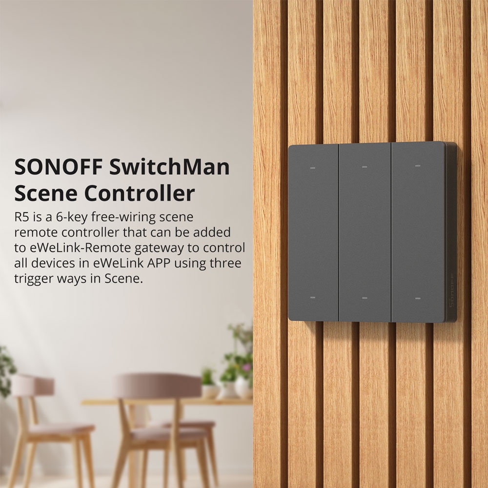 Sonoff R5 รีโมตควบคุมฉาก 6 ช่อง สวิตช์แมน ไร้สาย สําหรับ MINIR3 M5 eWeLink