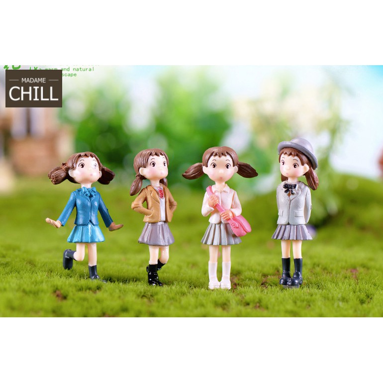 [MC362] ตุ๊กตุ่นจิ๋ว เด็กผู้หญิง ชุดนักเรียน ผูกผมแกละ (1 ตัว ราคา 15 บาท)