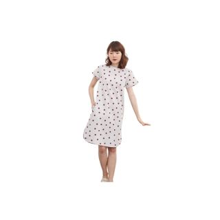 ใส่โค้ดลดเหลือ 609.- (D12) London Dress - Cherry Dot(พื้นสีเบจ)