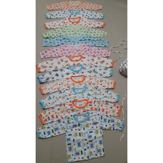 เสื้อแขนยาวกระดุมหน้า เด็ก 6-12 เดือน (แพ็ค6ตัว) ผ้าCotton คละสีคละลาย (ลายเปลี่ยนไปตามรอบการผลิต)