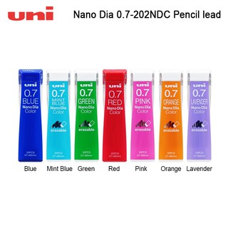 Uni ดินสอกด เส้นผ่าศูนย์กลางนาโน 0.7-202NDC 0.7 มม. ลบได้ สีฟ้า แดง ชมพู เขียว ส้ม ลาเวนเดอร์ มินต์บลู